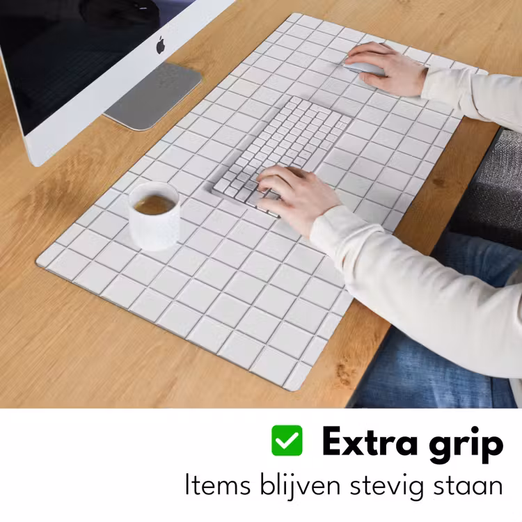 Bureau onderlegger - Patroon - Tegels - Grijs - Wit — 6