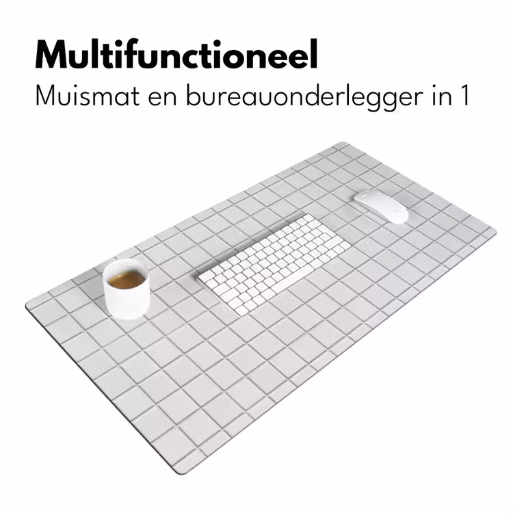 Bureau onderlegger - Patroon - Tegels - Grijs - Wit — 7