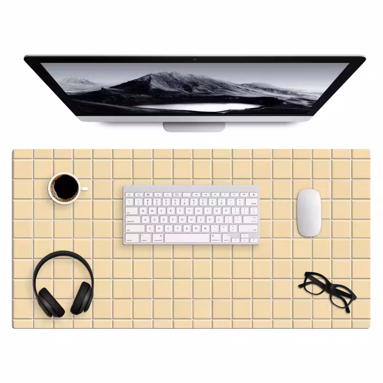 Bureau onderlegger - Tegels - Patroon - Crème — 4