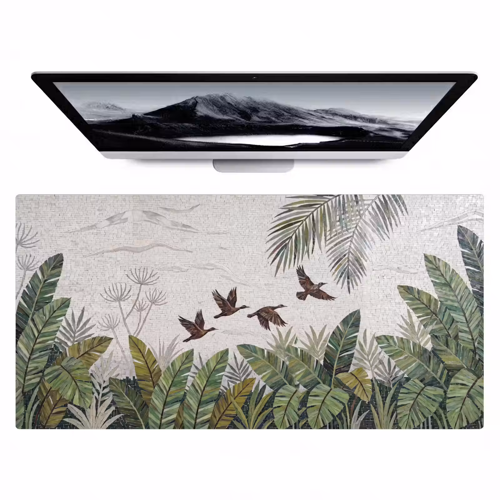 Bureau onderlegger - Vogel - Vliegend - Tropisch - Mozaïek - Groen — 1