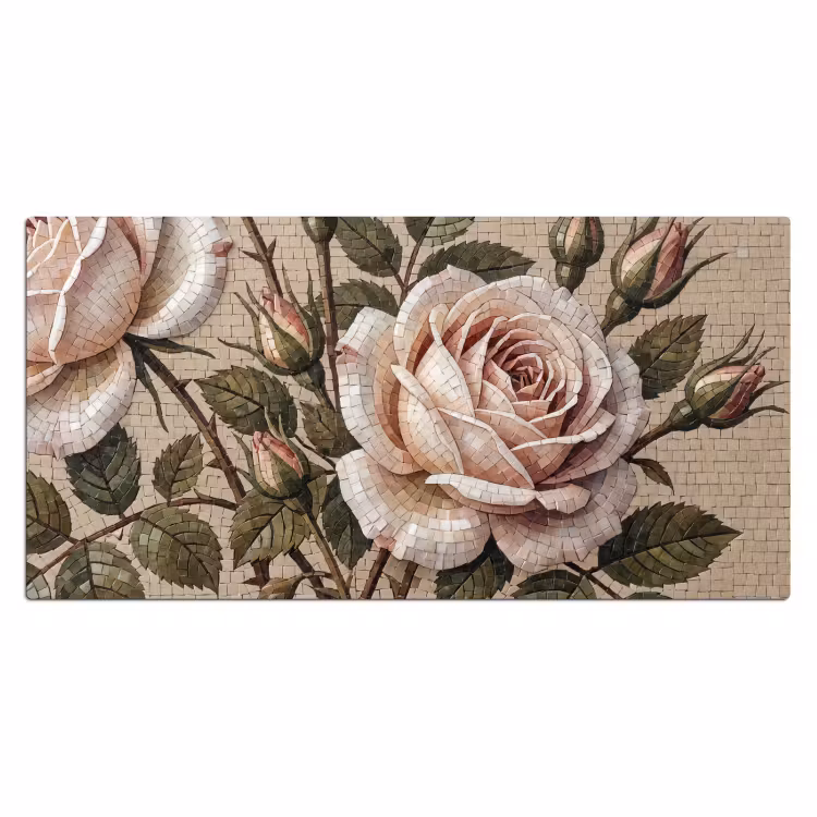 Bureau onderlegger - Roos - Mozaïek - Bloemen - Klassiek - Beige — 2