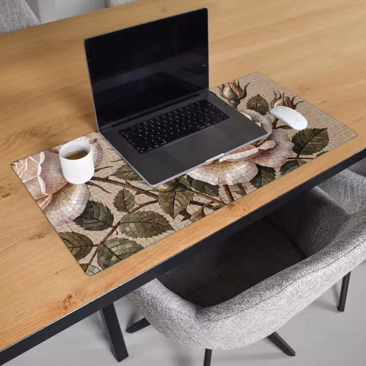 Bureau onderlegger - Roos - Mozaïek - Bloemen - Klassiek - Beige — 3