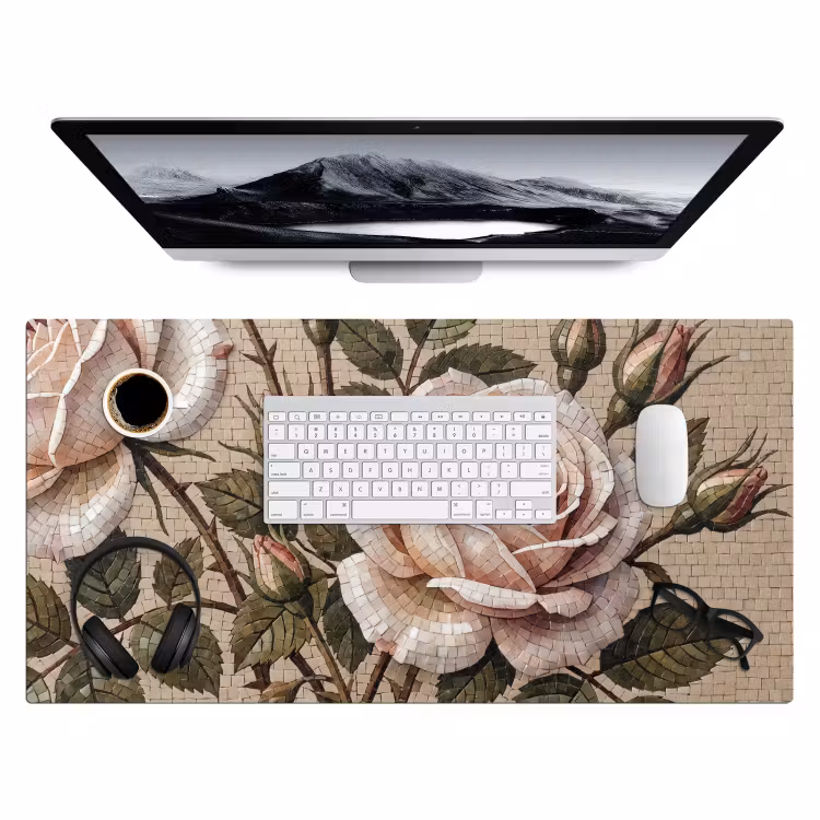 Bureau onderlegger - Roos - Mozaïek - Bloemen - Klassiek - Beige — 4