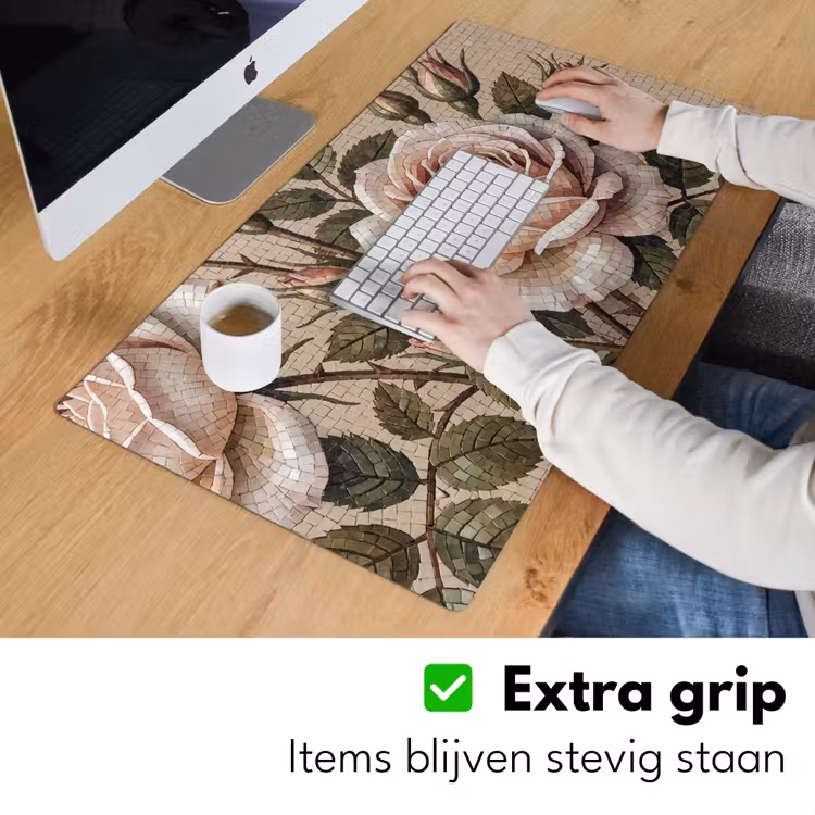 Bureau onderlegger - Roos - Mozaïek - Bloemen - Klassiek - Beige — 6