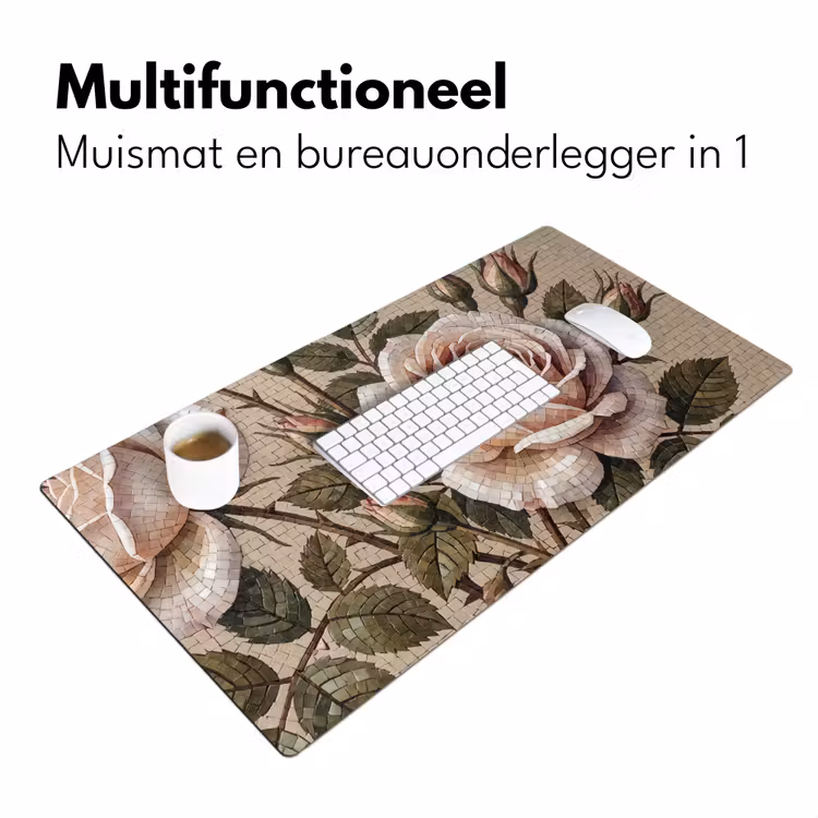 Bureau onderlegger - Roos - Mozaïek - Bloemen - Klassiek - Beige — 7