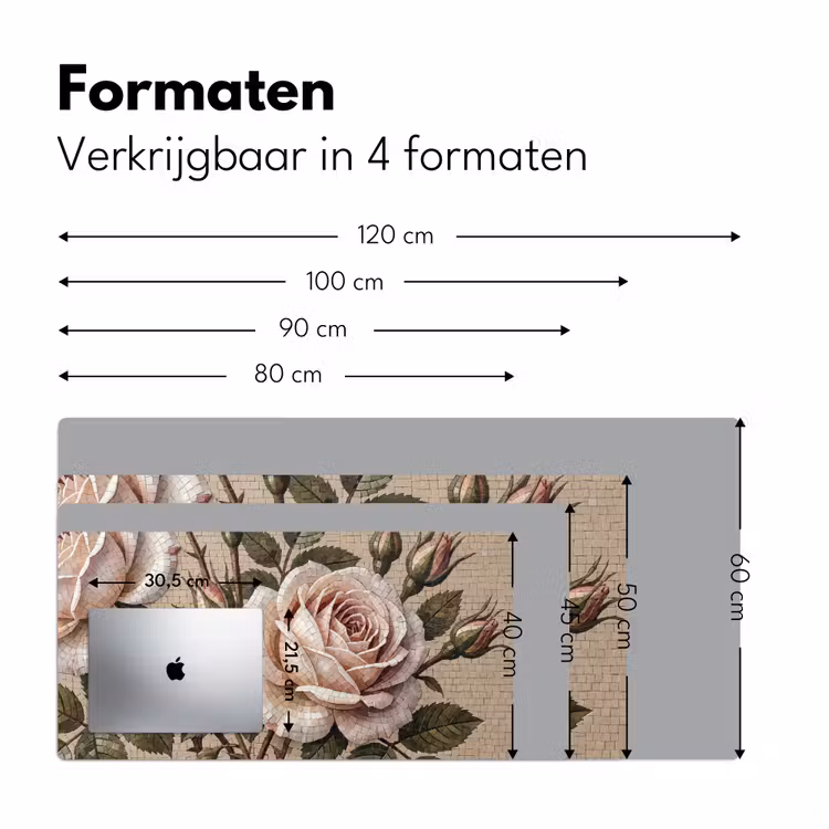 Bureau onderlegger - Roos - Mozaïek - Bloemen - Klassiek - Beige — 8