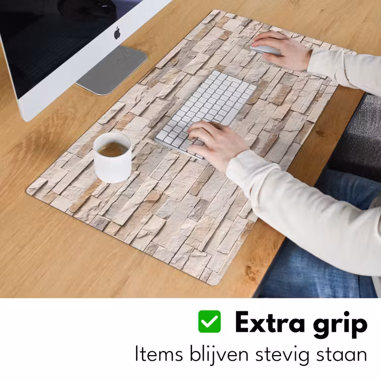 Bureau onderlegger - Steen - Muur - Textuur - Rustiek - Beige — 6