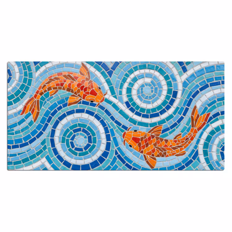 Bureau onderlegger - Vis - Mozaïek - Water - Decoratief - Blauw — 2