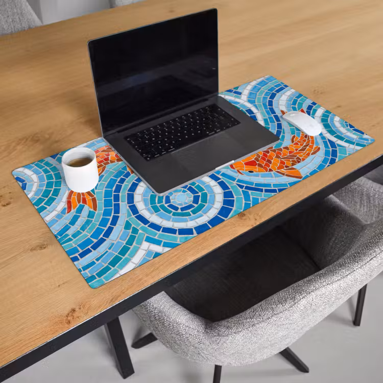 Bureau onderlegger - Vis - Mozaïek - Water - Decoratief - Blauw — 3