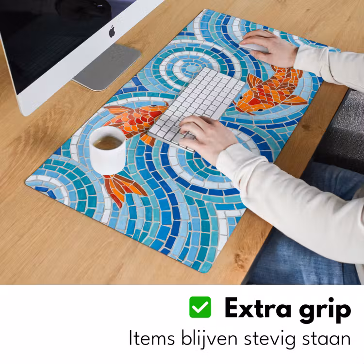 Bureau onderlegger - Vis - Mozaïek - Water - Decoratief - Blauw — 6