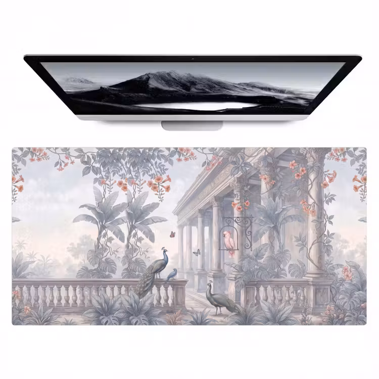 Bureau onderlegger - Vogel - Pauw - Architectuur - Klassiek - Groen — 1