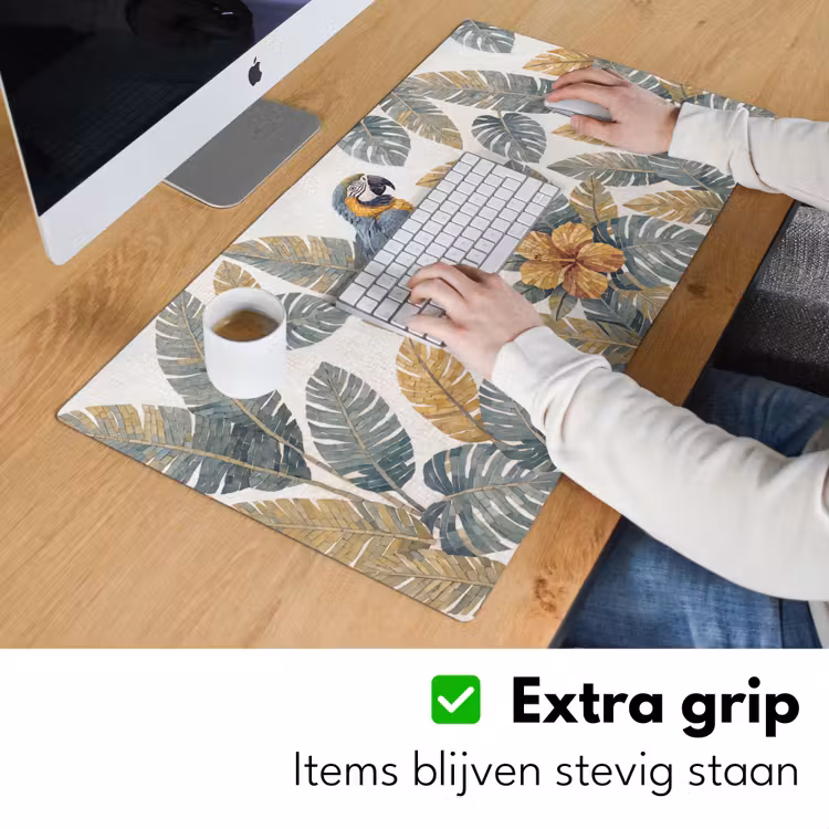 Bureau onderlegger - Vogel - Tak - Natuur - Mozaïek - Blauw — 6