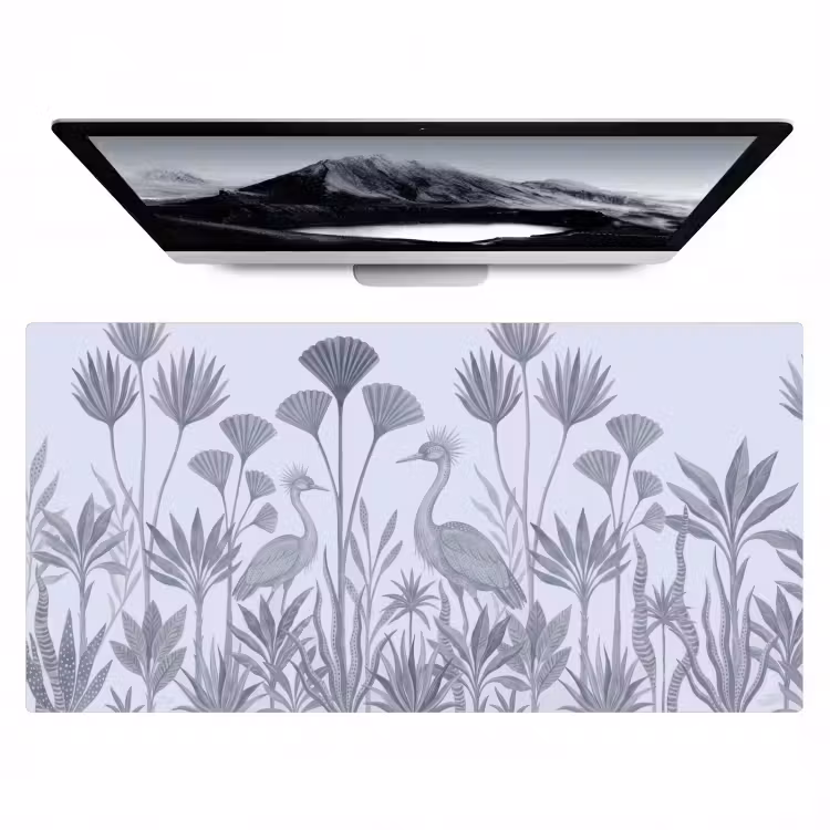 Bureau onderlegger - Vogel - Tropisch - Illustratie - Blauwgrijs - Natuur — 1