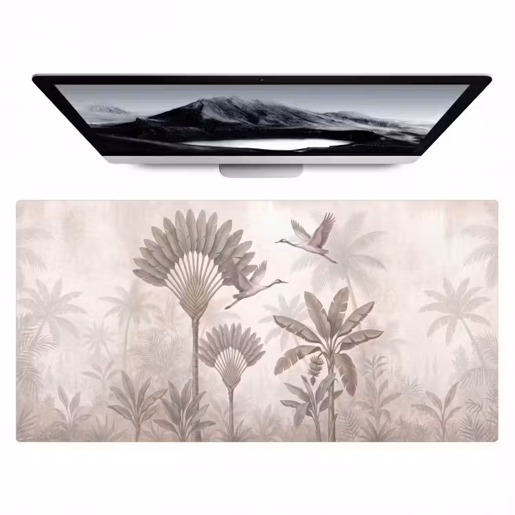 Bureau onderlegger - Vogel - Tropisch - Jungle - Natuur - Beige — 1