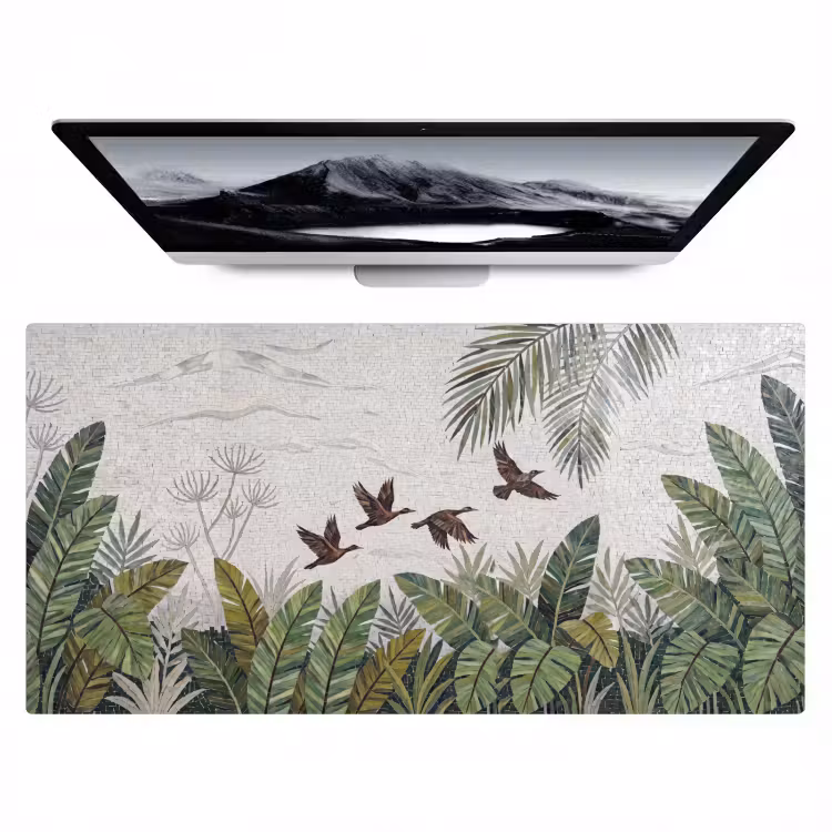 Bureau onderlegger - Vogel - Vliegend - Tropisch - Mozaïek - Groen — 1
