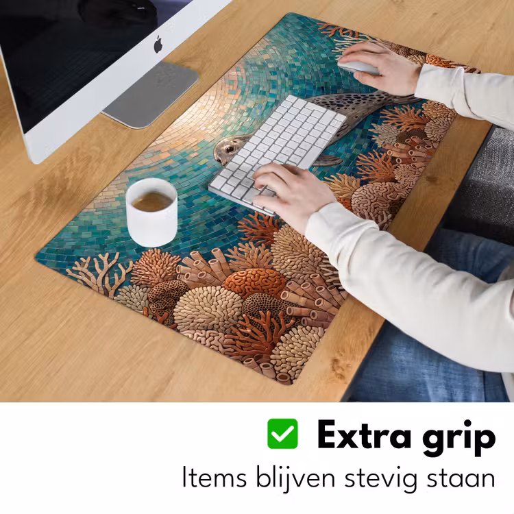 Bureau onderlegger - Zeehond - Mozaïek - Onderwater - Dieren - Blauw — 6