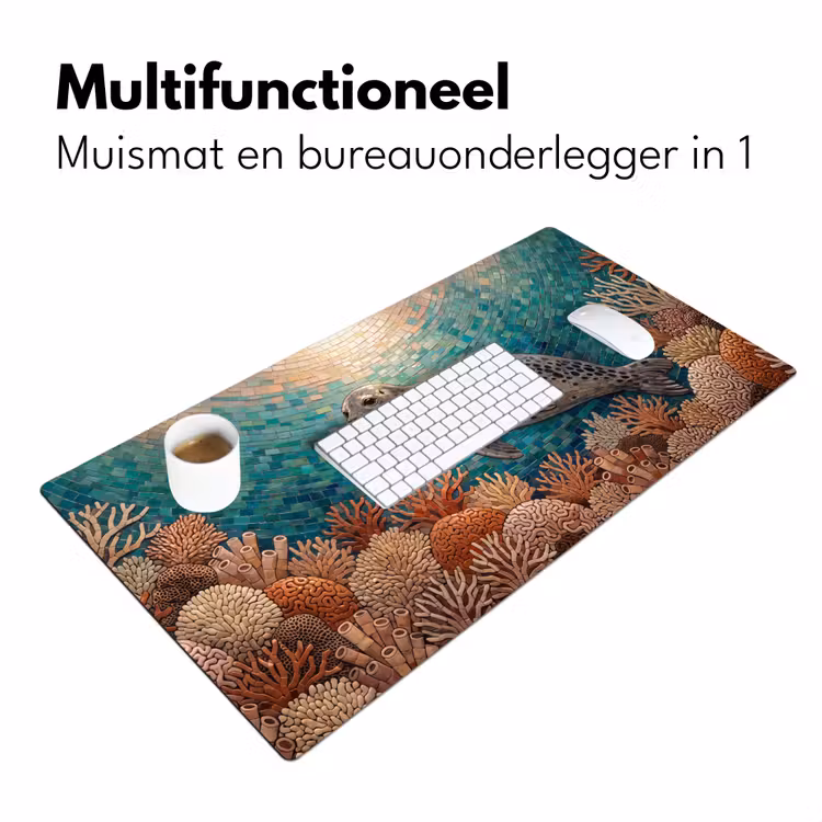 Bureau onderlegger - Zeehond - Mozaïek - Onderwater - Dieren - Blauw — 7
