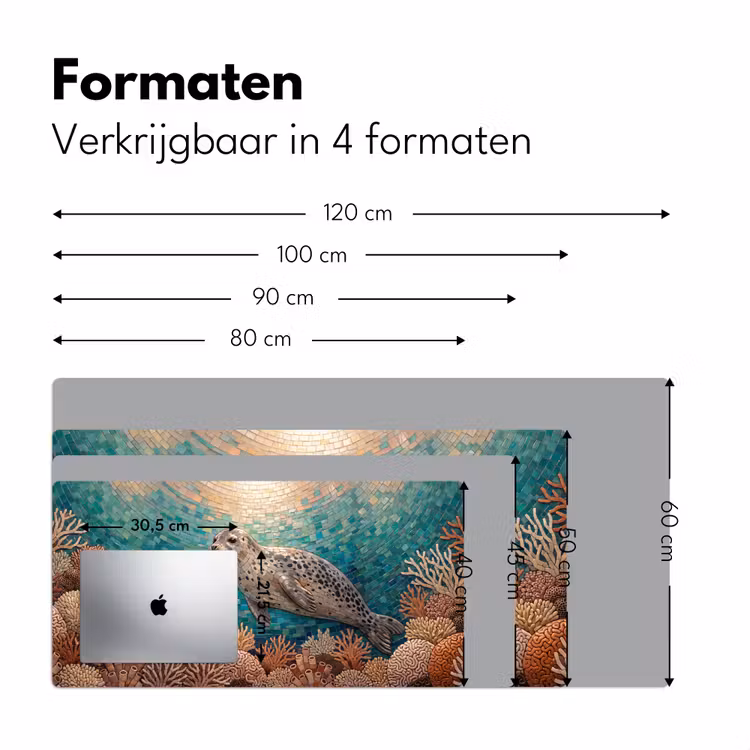 Bureau onderlegger - Zeehond - Mozaïek - Onderwater - Dieren - Blauw — 8