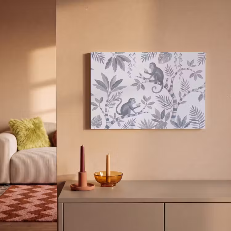Canvas schilderij - Aap - Boom - Bladeren - Jungle - Illustratie — 1
