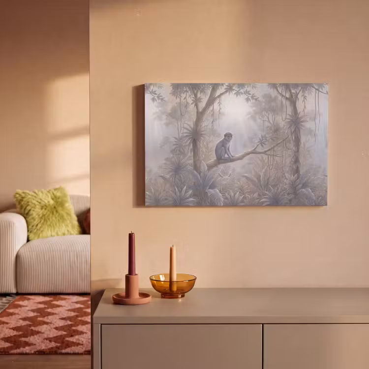 Canvas schilderij - Aap - Boom - Jungle - Natuur - Grijs — 1