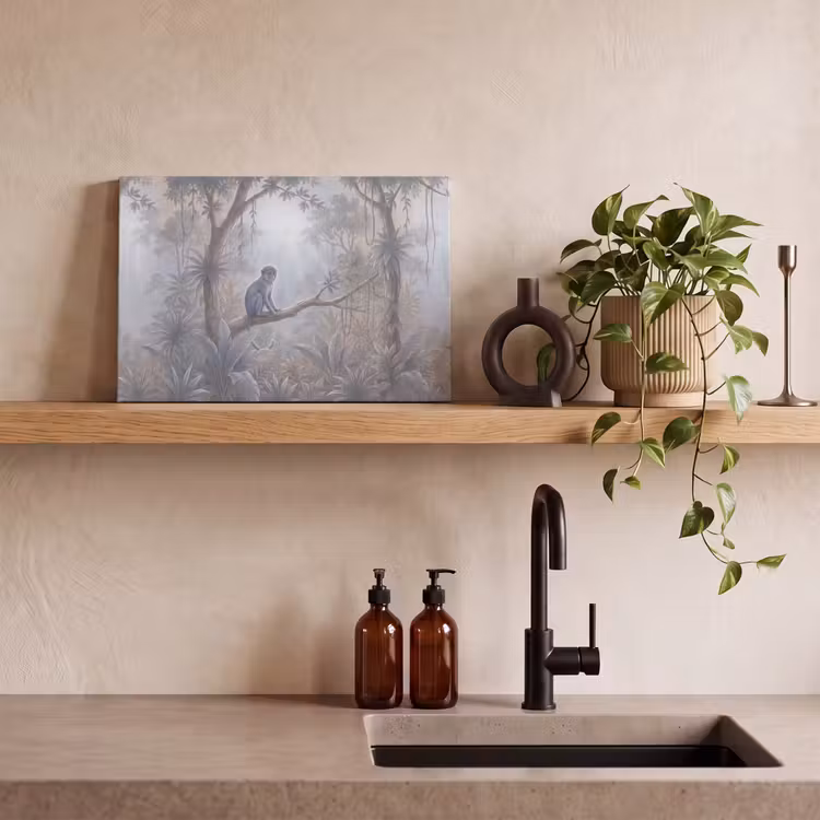 Canvas schilderij - Aap - Boom - Jungle - Natuur - Grijs — 2