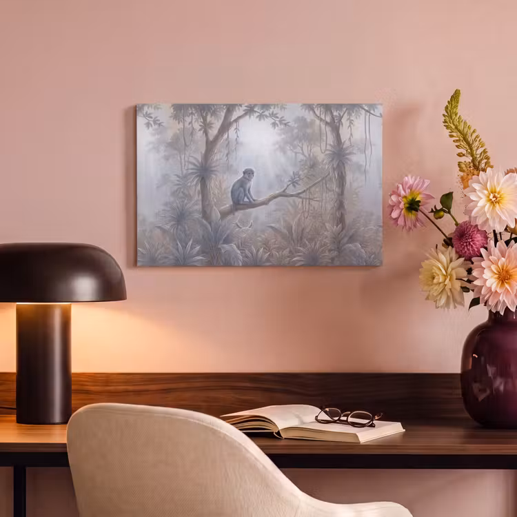 Canvas schilderij - Aap - Boom - Jungle - Natuur - Grijs — 3