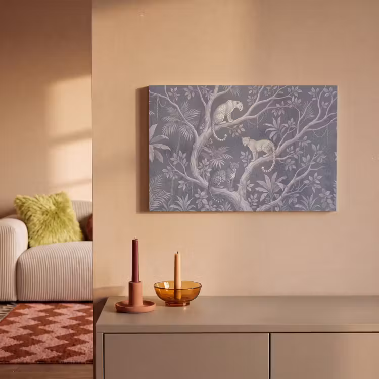 Canvas schilderij - Dieren - Jungle - Illustratie - Bomen - Blauw — 1