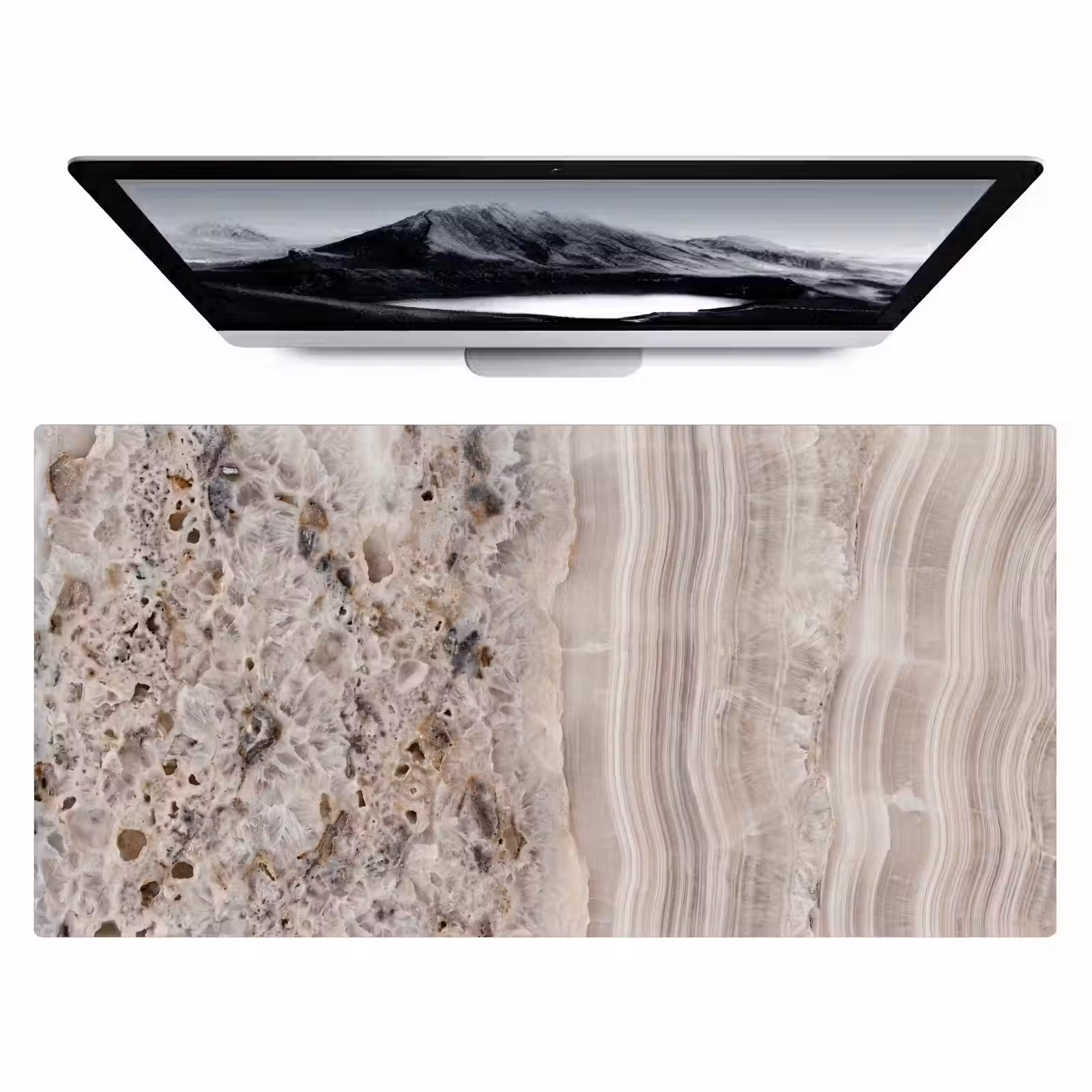 Bureau onderlegger - Steen - Textuur - Abstract - Beige - Wit — 1