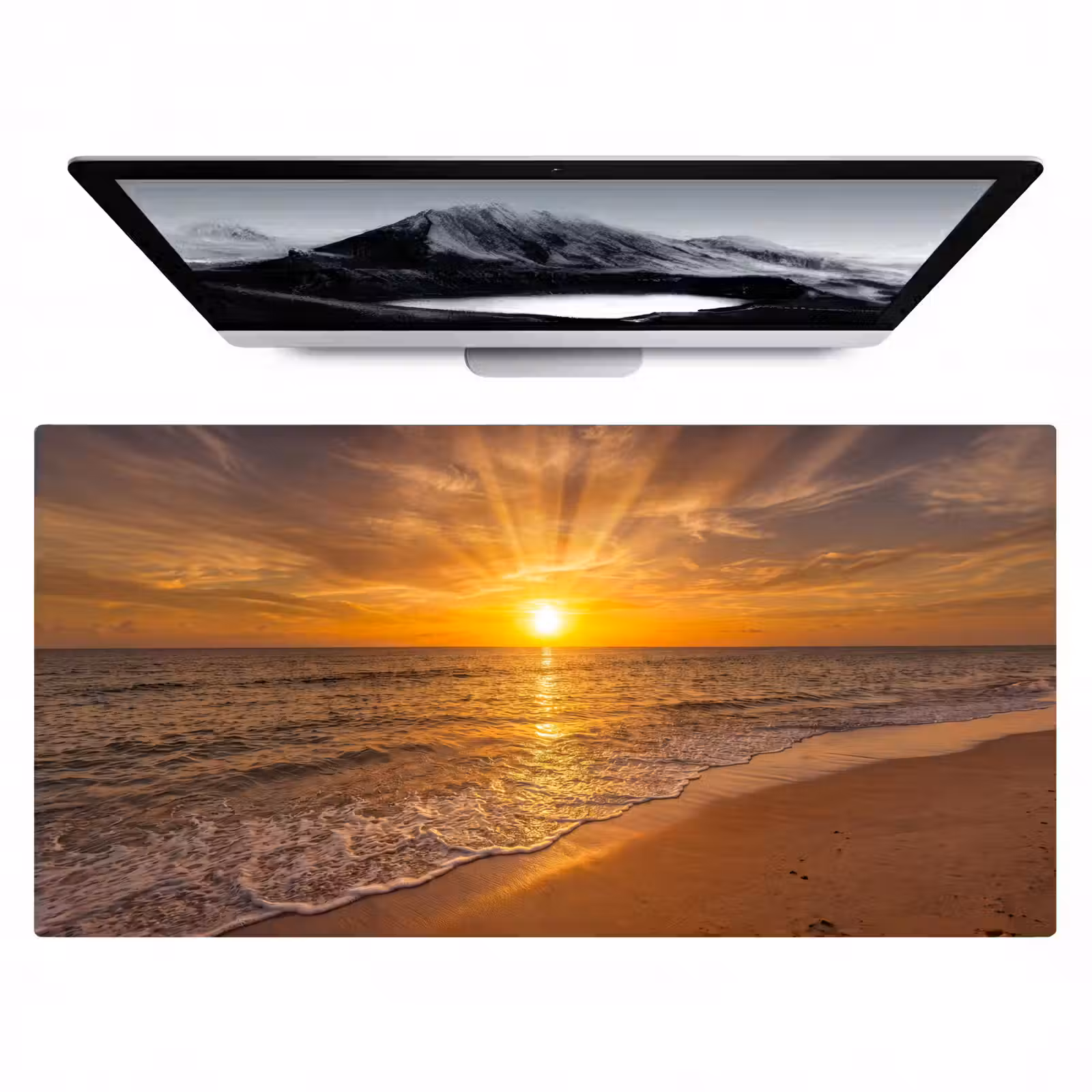 Bureau onderlegger - Zee - Zonsondergang - Golven - Kust - Oranje — 1
