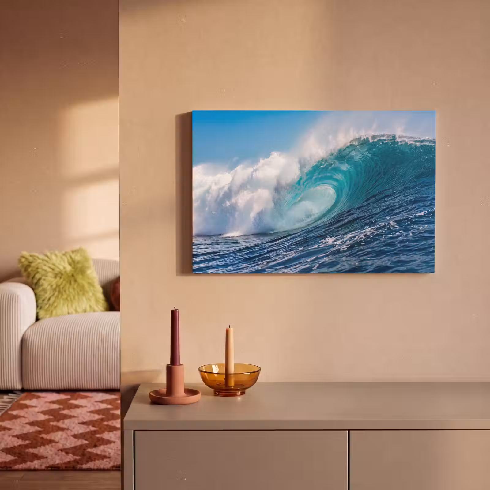 Canvas schilderij - Golf - Oceaan - Water - Dynamisch - Blauw — 1