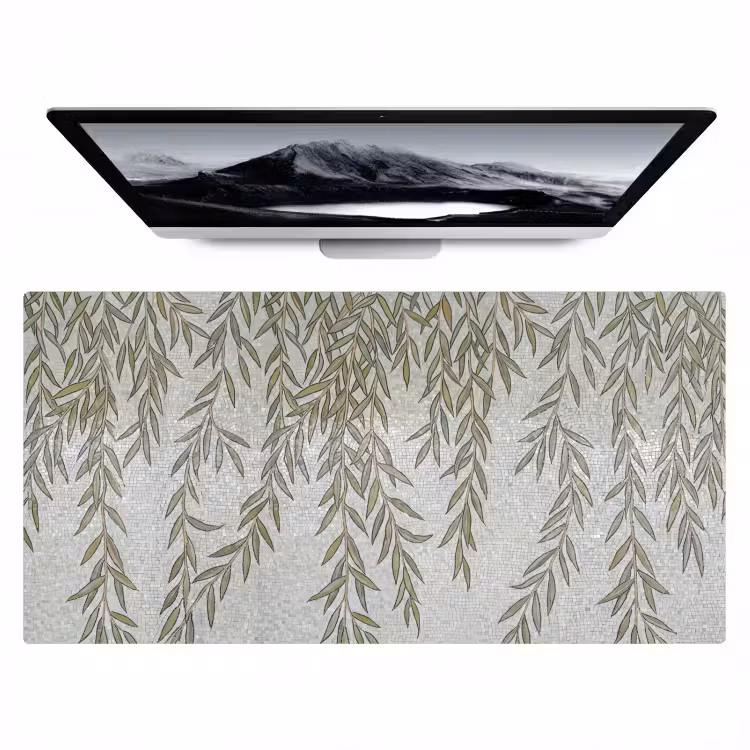 Bureau onderlegger - Planten - Mozaïek - Patroon - Groen - Blauw — 1