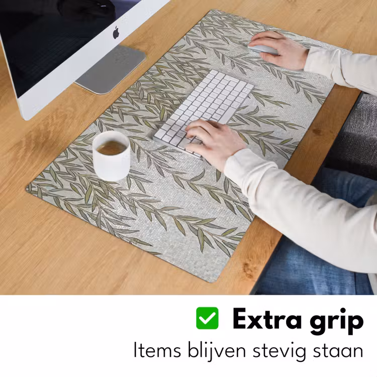 Bureau onderlegger - Planten - Mozaïek - Patroon - Groen - Blauw — 6
