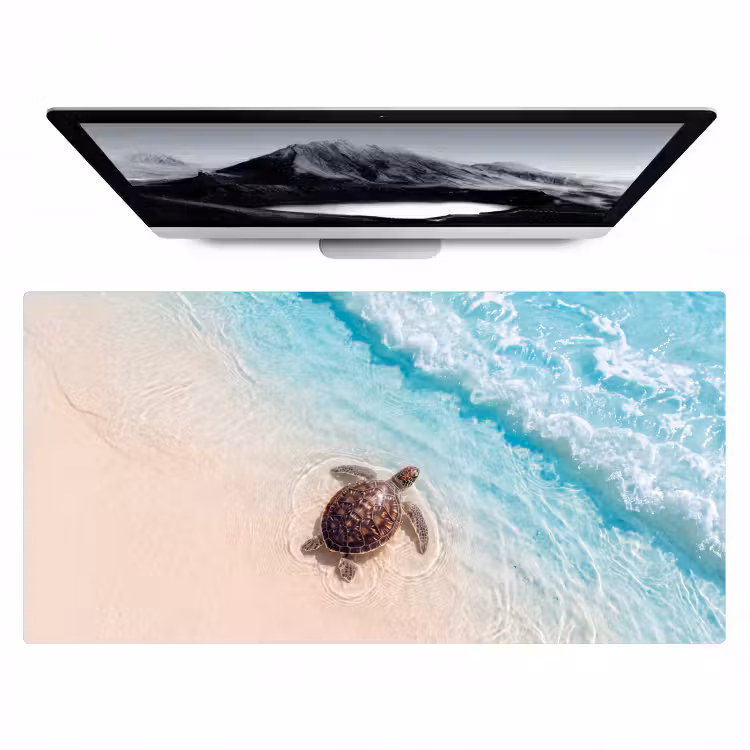 Bureau onderlegger - Schildpad - Helder water - Strand - Dieren - Natuur — 1