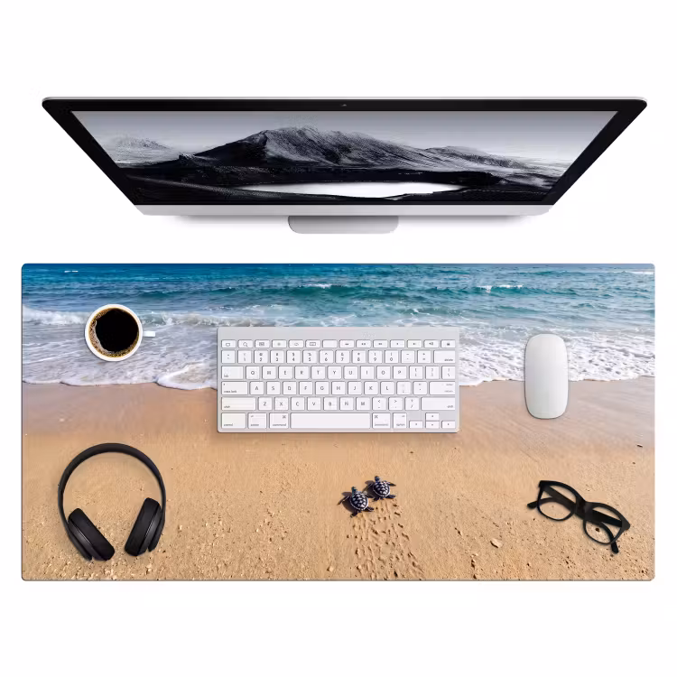 Bureau onderlegger - Schildpad - Jong - Strand - Oceaan - Blauw — 4