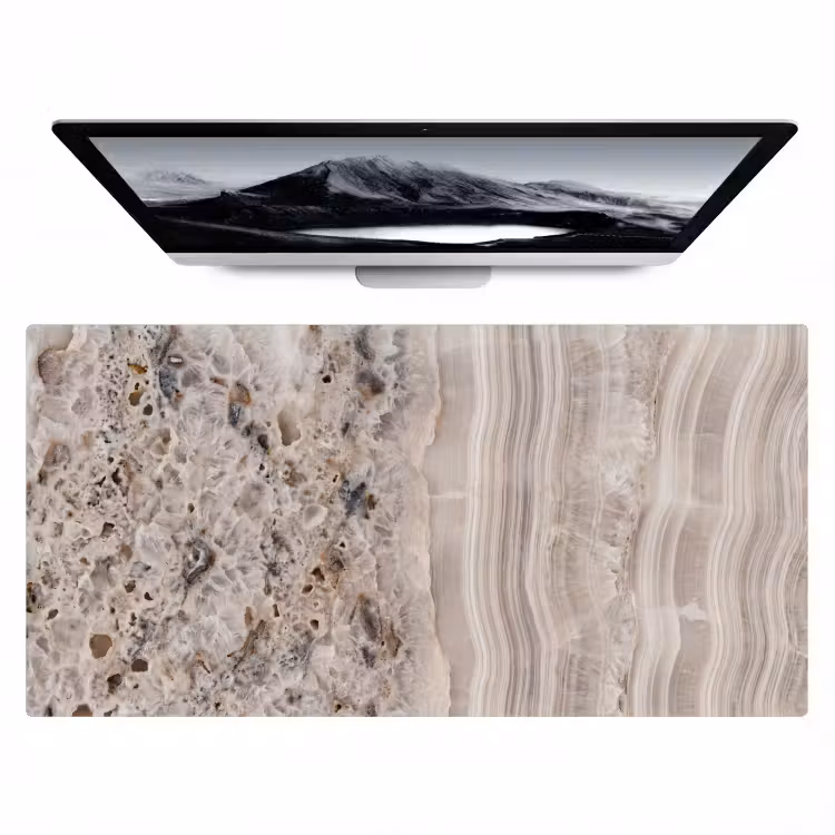 Bureau onderlegger - Steen - Textuur - Abstract - Beige - Wit — 1