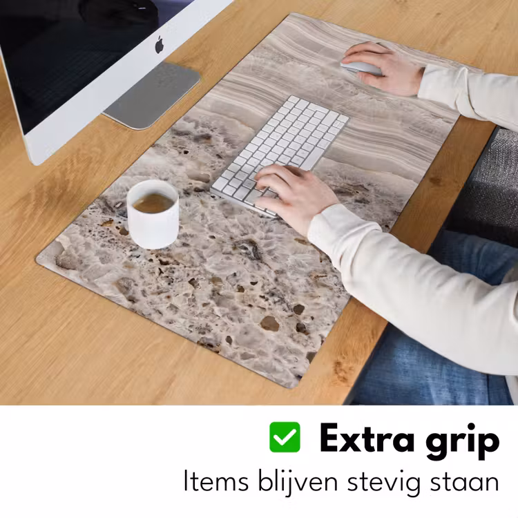 Bureau onderlegger - Steen - Textuur - Abstract - Beige - Wit — 6