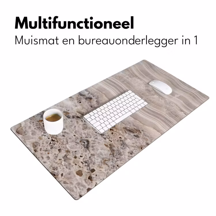Bureau onderlegger - Steen - Textuur - Abstract - Beige - Wit — 7