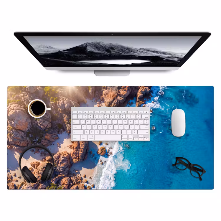 Bureau onderlegger - Strand - Zee - Rotsen - Natuur - Blauw — 4