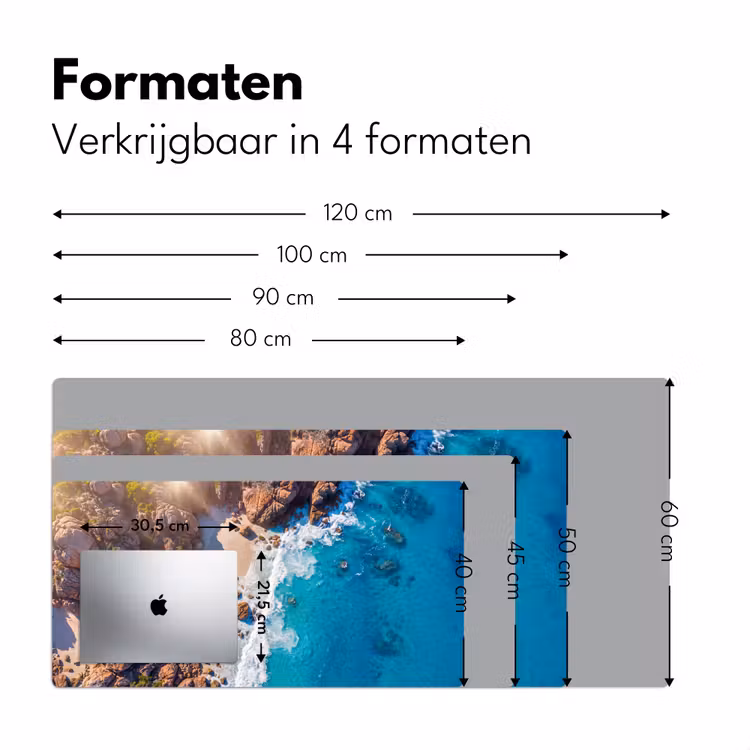 Bureau onderlegger - Strand - Zee - Rotsen - Natuur - Blauw — 8