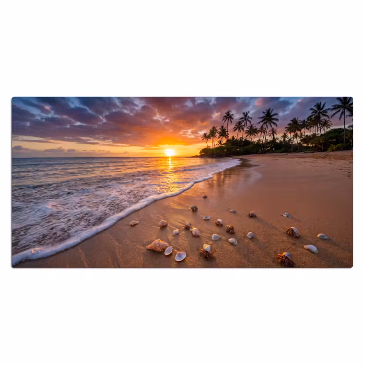 Bureau onderlegger - Strand - Zonsondergang - Palmbomen - Natuur - Oranje — 2