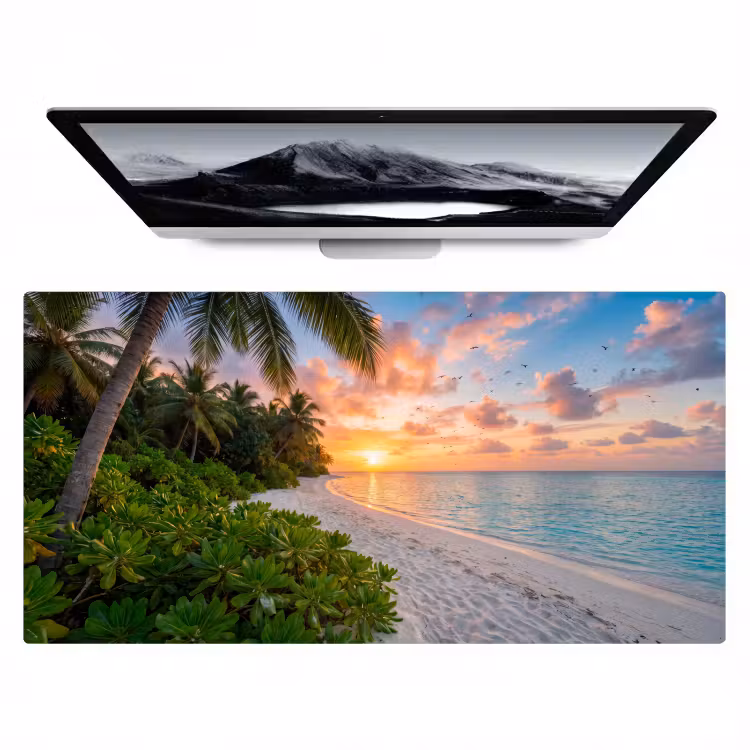 Bureau onderlegger - Strand - Zonsondergang - Palmbomen - Tropisch - Natuur — 1