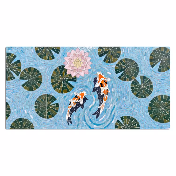 Bureau onderlegger - Vis - Water - Natuur - Mozaïek - Blauw — 2
