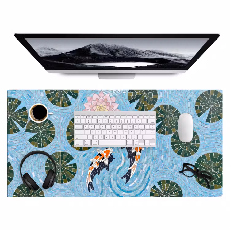 Bureau onderlegger - Vis - Water - Natuur - Mozaïek - Blauw — 4