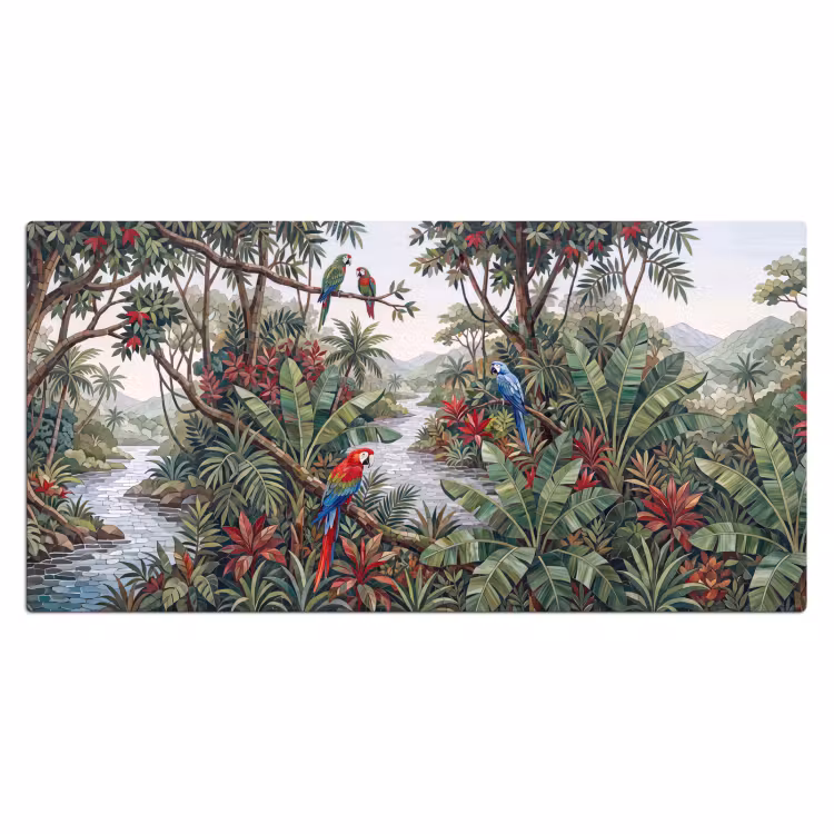 Bureau onderlegger - Vogel - Jungle - Natuur - Mozaïek - Groen — 2