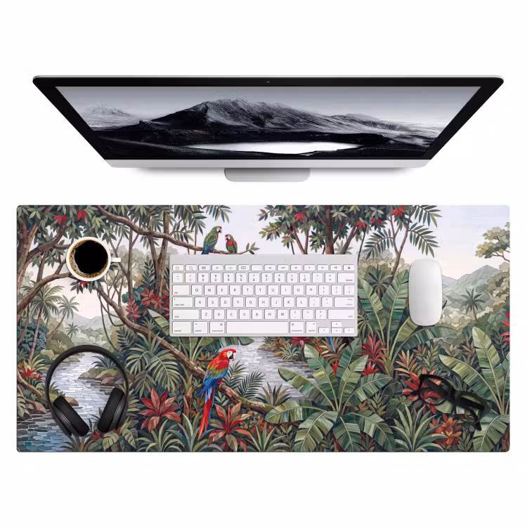Bureau onderlegger - Vogel - Jungle - Natuur - Mozaïek - Groen — 4