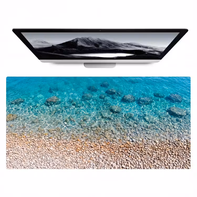 Bureau onderlegger - Water - Kiezels - Natuur - Levendig - Turkoois — 1