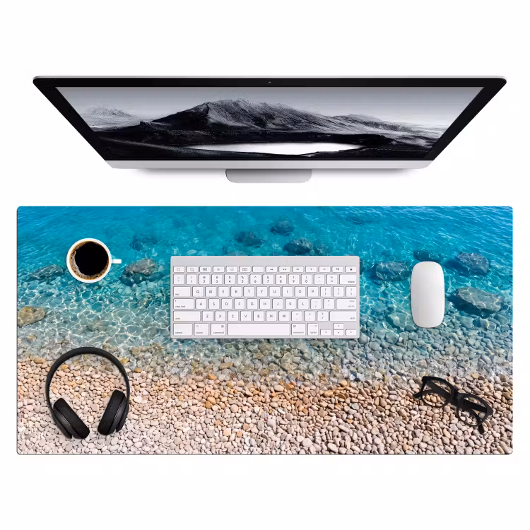 Bureau onderlegger - Water - Kiezels - Natuur - Levendig - Turkoois — 4