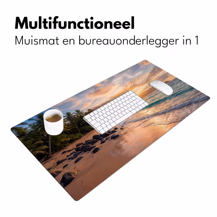 Bureau onderlegger - Zee - Berg - Landschap - Tropisch - Goud — 7