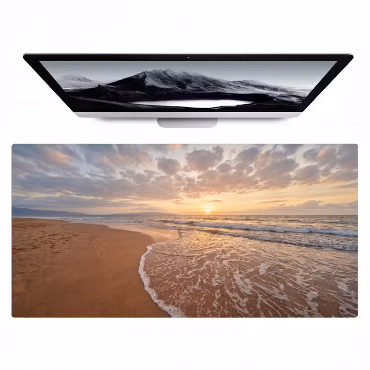 Bureau onderlegger - Zee - Kustlijn - Wolken - Landschap - Oranje — 1