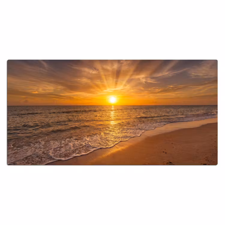 Bureau onderlegger - Zee - Zonsondergang - Golven - Kust - Oranje — 2
